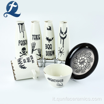 Vaso portaoggetti spezie personalizzato in ceramica bianca